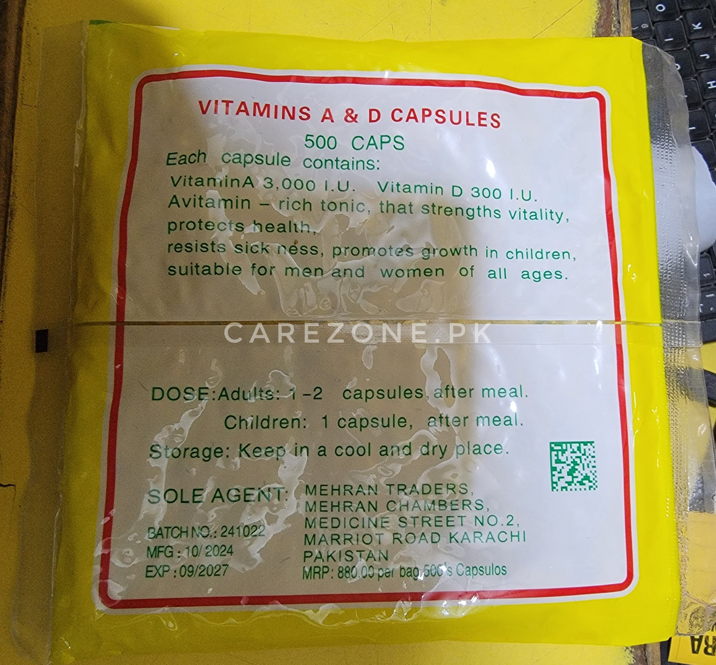 Fish liver oil capsules| Vitamins A & D capsules | 500 capsules