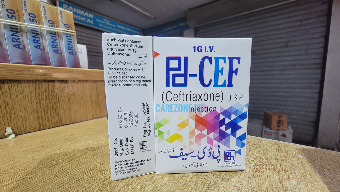 PDCEF 1G Injection I.V (Ceftriaxone sodium)