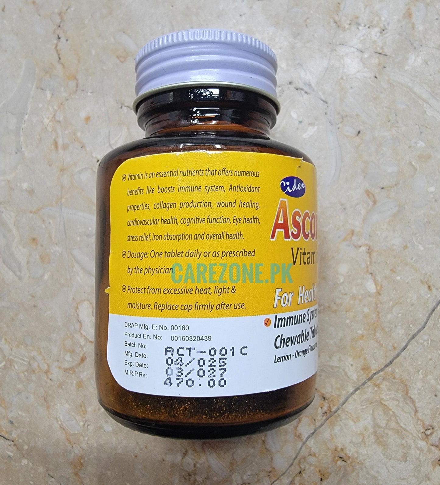 Ascorbo-500 Chewable Tablets – Vitamin C 500mg – 30 Tablets | Immune Booster | Lemon-Orange Flavored