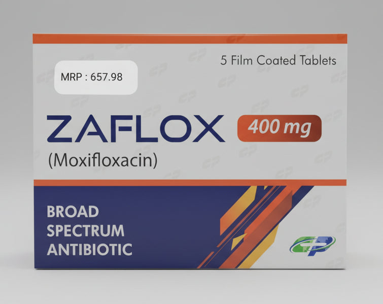 Zaflox 400mg Tablet (Moxifloxacin) – 5 Tablets – City Pharmaceutical – Price in Pakistan