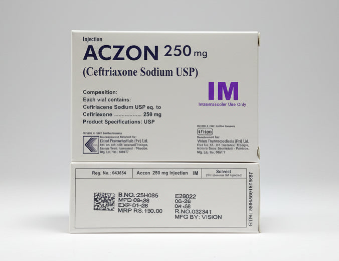 Aczon (Ceftriaxone Sodium) 250mg I.M Injection – Broad-Spectrum Antibiotic - Injection for Bacterial Infections