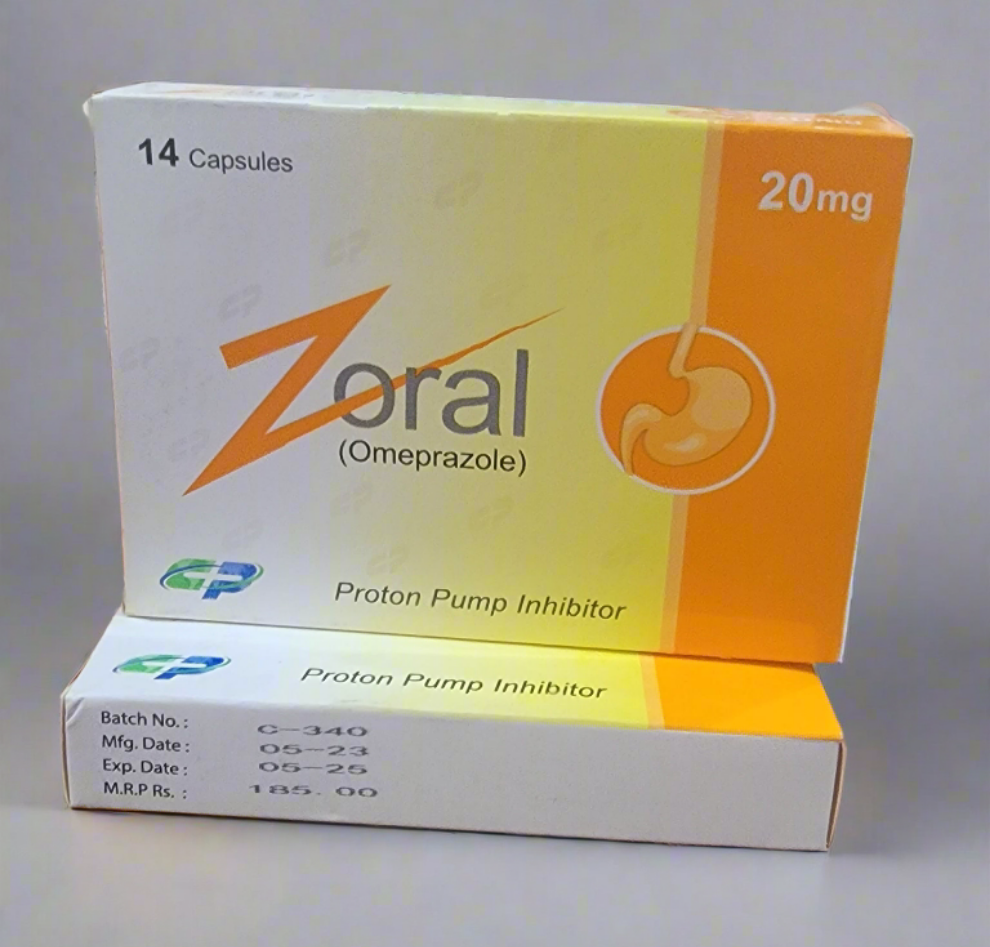 Zoral 20mg Capsules | Omeprazole | 14 Capsules for Acid Reflux & Ulcer Relief