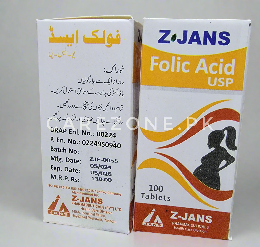 Folic Acid Tablets 5mg – 100 Tablets (Z.Jans)