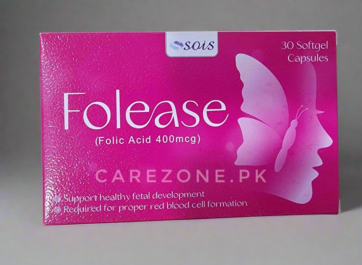 Folease Softgel Capsules – Folic Acid 400 mcg – 30 Capsules | Pregnancy & Anemia Support