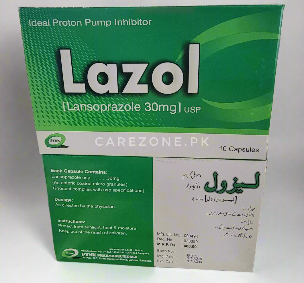 Lazol 30mg Capsules (Lansoprazole)– 10 Capsules