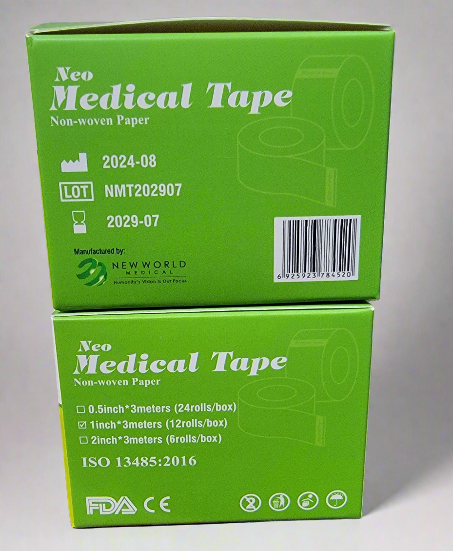 Neo Medical Tape – Non-Woven Paper 1 inch – 12 Rolls | Gentle Adhesive for Medical Use