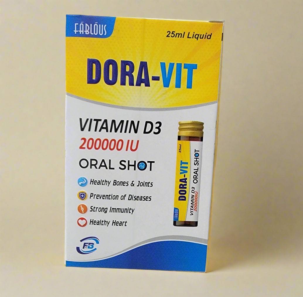 DORA-VIT Oral Shot – Vitamin D3 (Cholecalciferol) 200,000 IU | 25ml Liquid