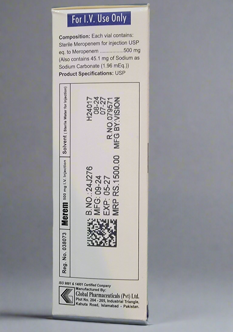 Merem 500mg Injection | Meropenem 500mg | Broad-Spectrum Antibiotic | 1 Vial