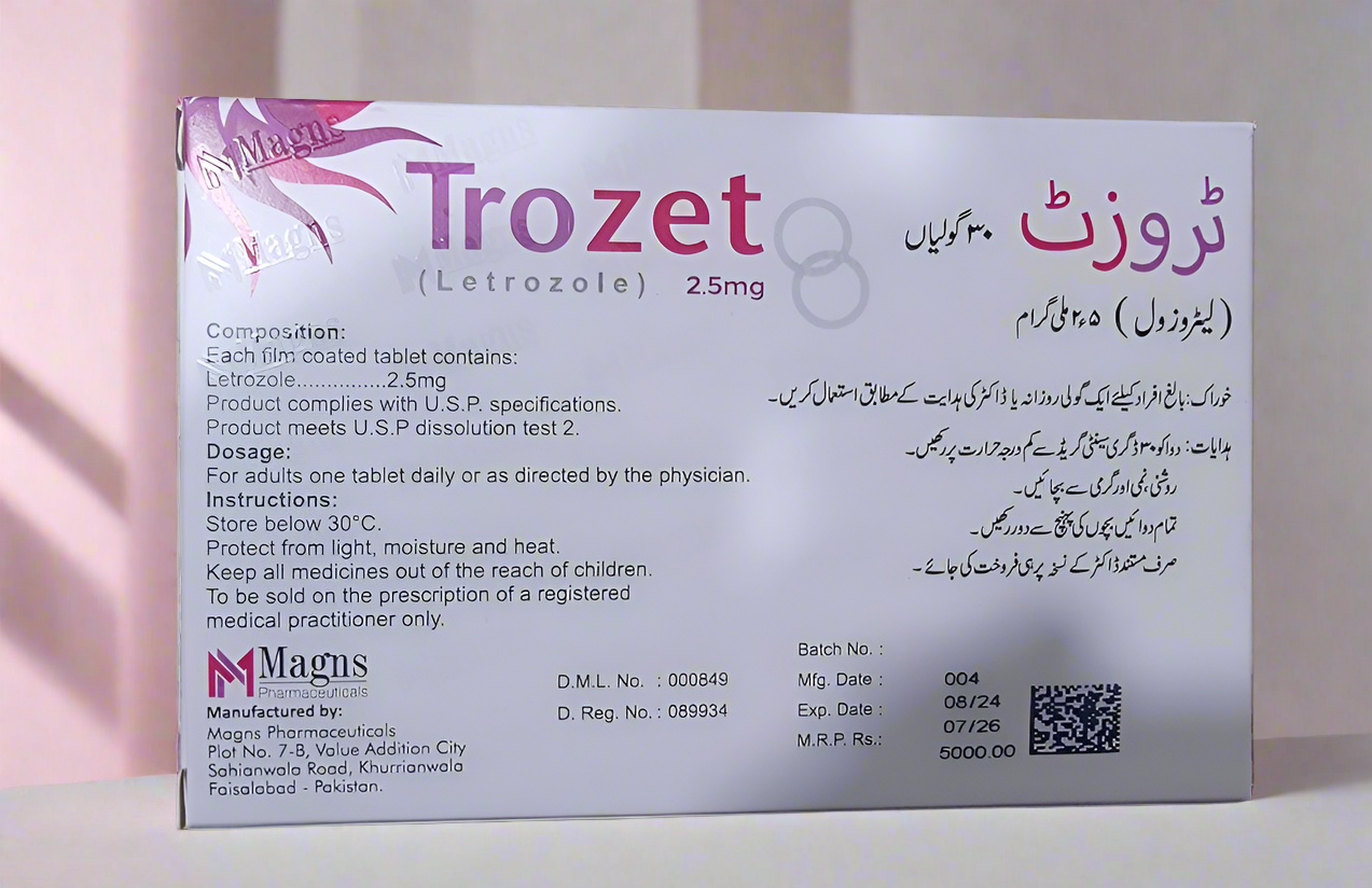 Trozet 2.5mg Letrozole Tablets – Buy Online in Pakistan – 30 Tablets for Breast Cancer & Fertility Treatment