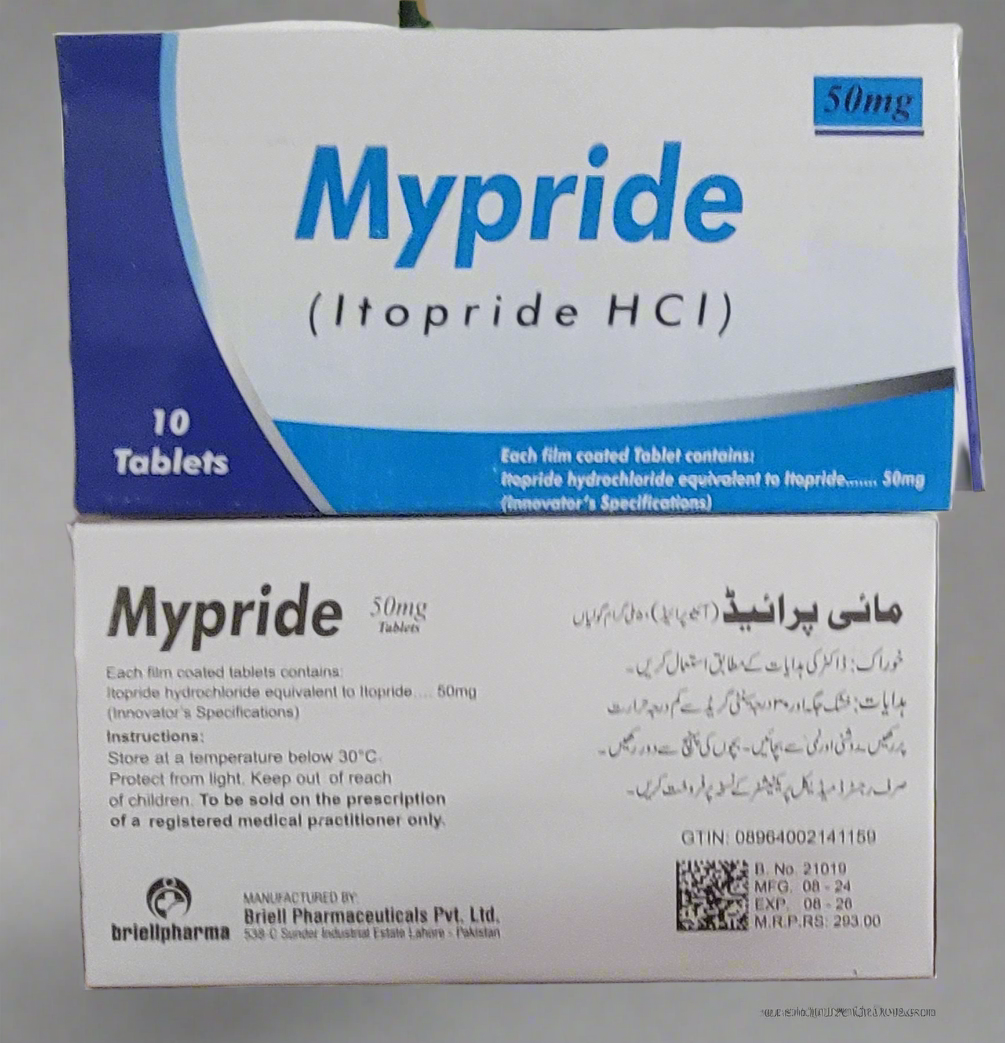 Mypride 50mg Tablets – Itopride HCl | 10 Tablets