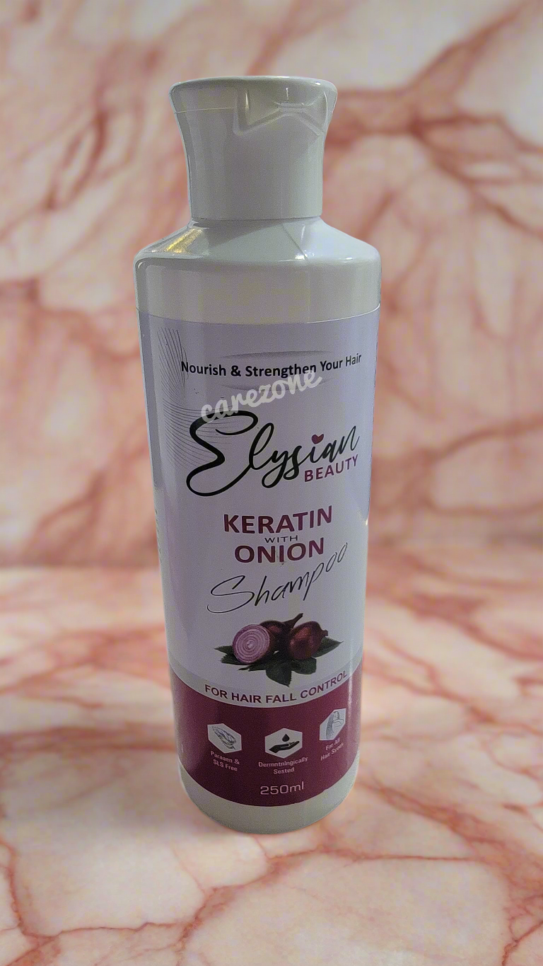 Keratin Onion Shampoo for Hair Fall Control – Repairs, Strengthens & Stimulates Hair Growth | Elysian Beauty