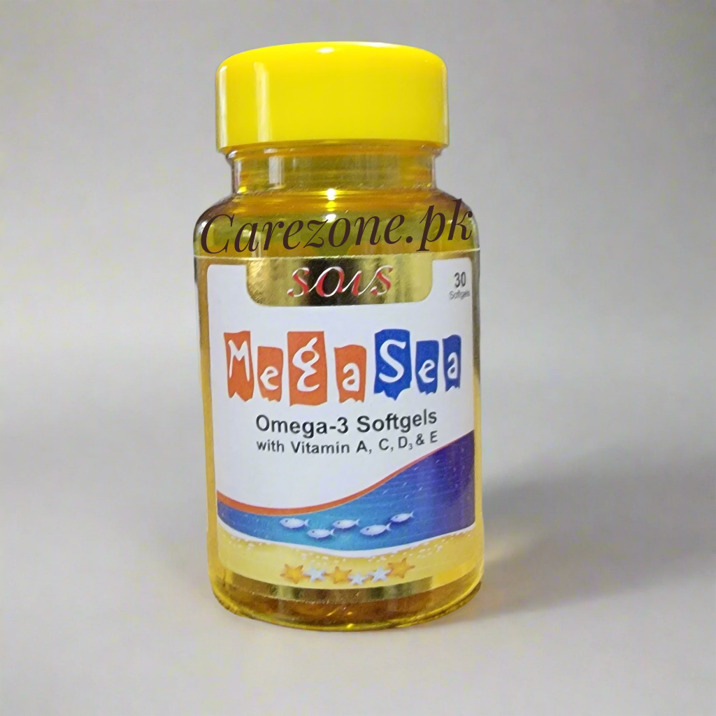 Megasea Softgel Capsules Omega-3 600mg + Multivitamins , 30 Softgels