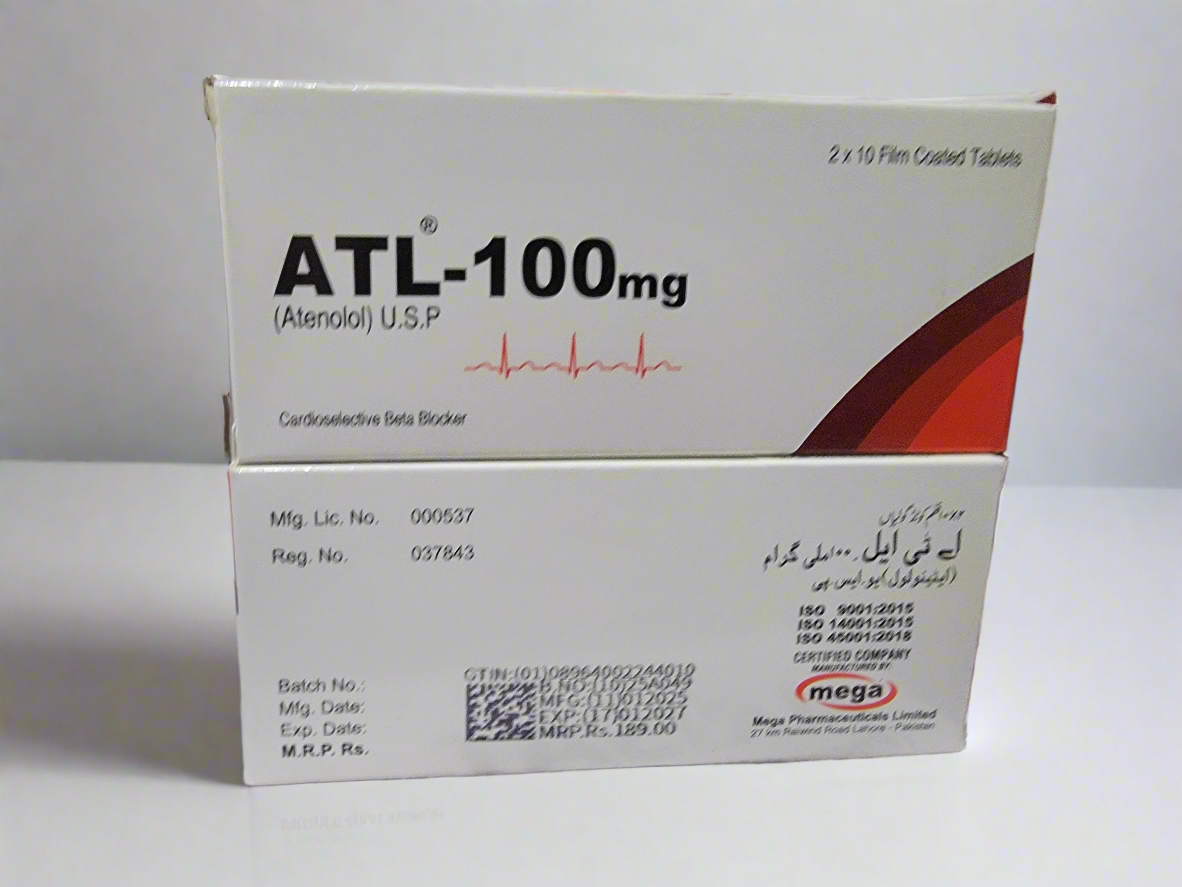 ATL-100mg (Atenolol) – 20 Film-Coated Tablets | Cardioselective Beta Blocker