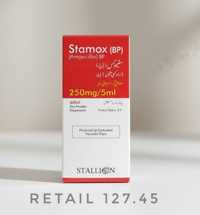 Stamox (Amoxicillin) 250mg/5ml Dry Powder Suspension – Antibiotic for Bacterial Infections