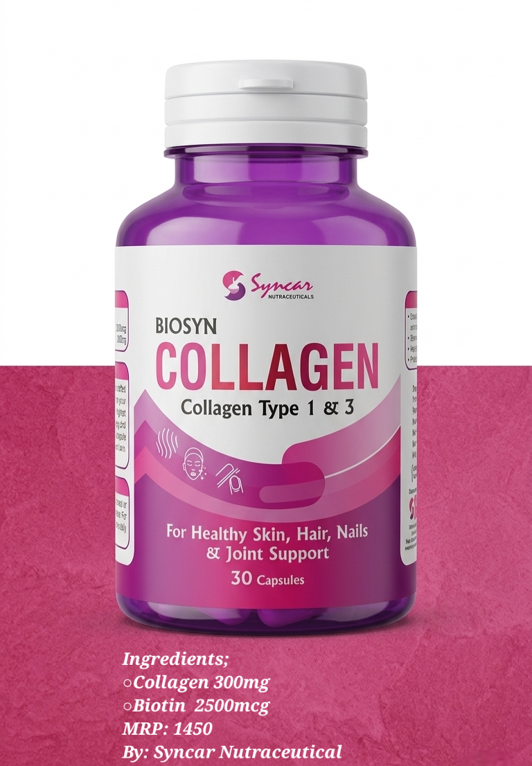 Biosyn Collagen Capsules 300mg – (Collagen Type I & III + Biotin) Skin, Hair, Nails & Joint Support | NeoCell Alternative 30 Capsules