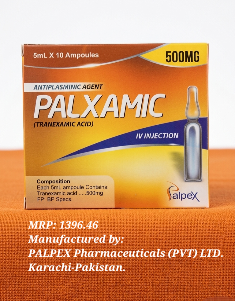 Palxamic Injection 500mg/5ml – Tranexamic Acid Bleeding Control & Antifibrinolytic | Transamin Alternative 5ml x 10 Ampoules