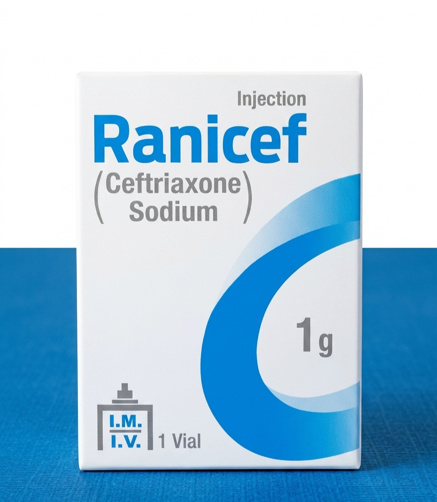 Ranicef 1g Injection I.V/I.M (Ceftriaxone Sodium) 1 Vial – Oxidil alternative/Ranicef 1g Injection in Pakistan