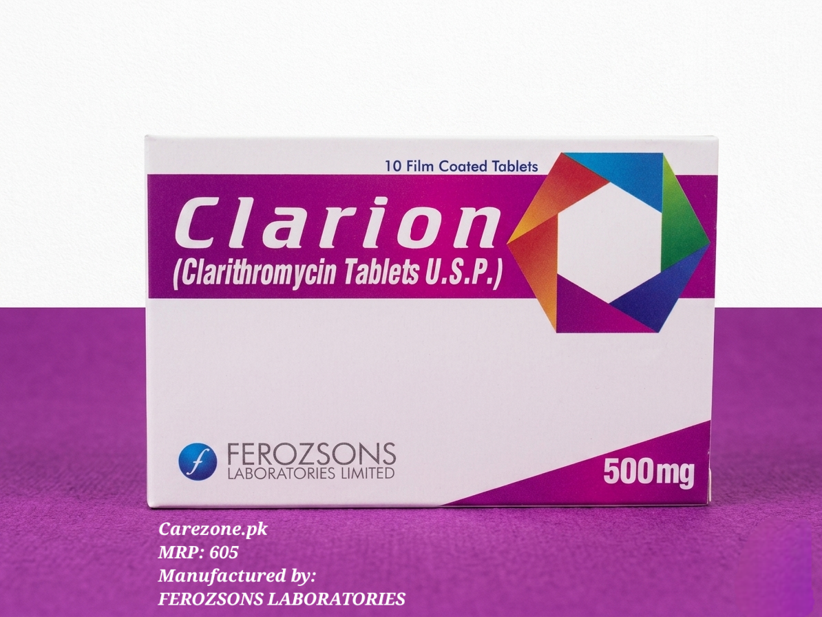Clarion 500mg Tablets – Clarithromycin Antibiotic for Respiratory & Bacterial Infections | Klaricid Alternative 10 Tablets