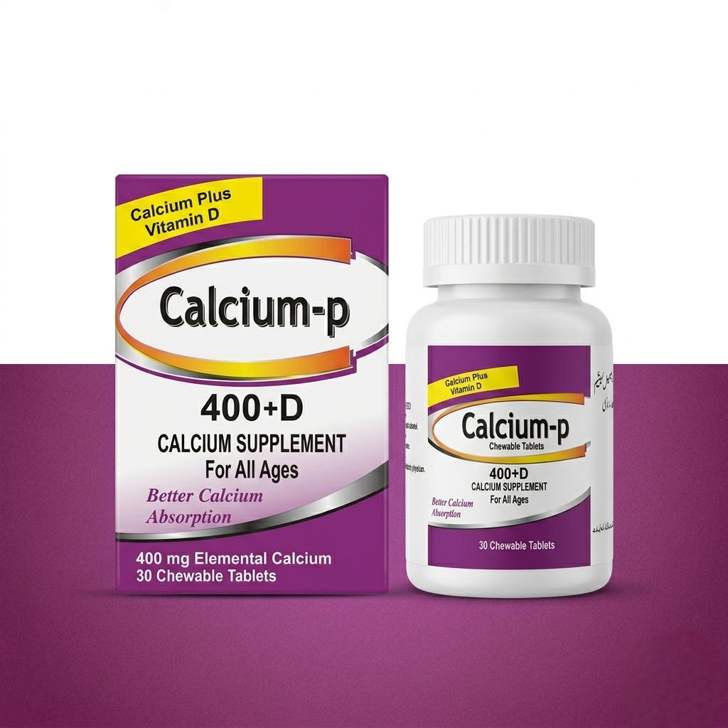 Calcium-P Chewable Tablets 400mg – Calcium + Vitamin D Bone Strength & Deficiency Support |30 Chewable Tablets
