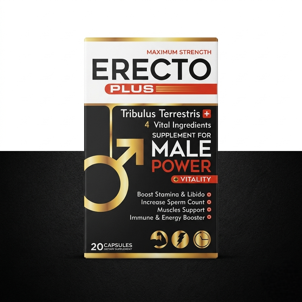 Erecto Plus Capsules – Tribulus Terrestris, Male Vitality, Stamina & Libido Support | Herbal Vigra Alternative 20 Capsules | FDA Approved