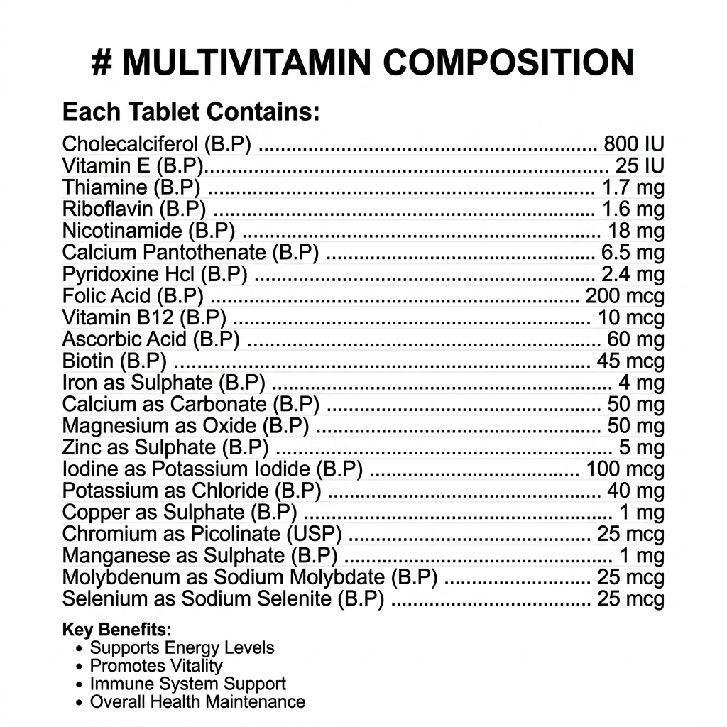 Centro-V Tablets (A–Z Multivitamin & Multimineral Supplement) - 60 Tablets- Centrum Alternative Price in Pakistan