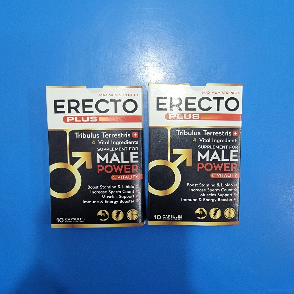 Erecto Plus Capsules – Tribulus Terrestris, Male Vitality, Stamina & Libido Support | Herbal Vigra Alternative 20 Capsules | FDA Approved