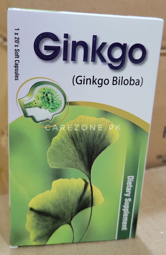 Ginkgo Capsules | Ginkgo Biloba Extract 120mg | Brain Booster & Memory Support - 20 Capsules