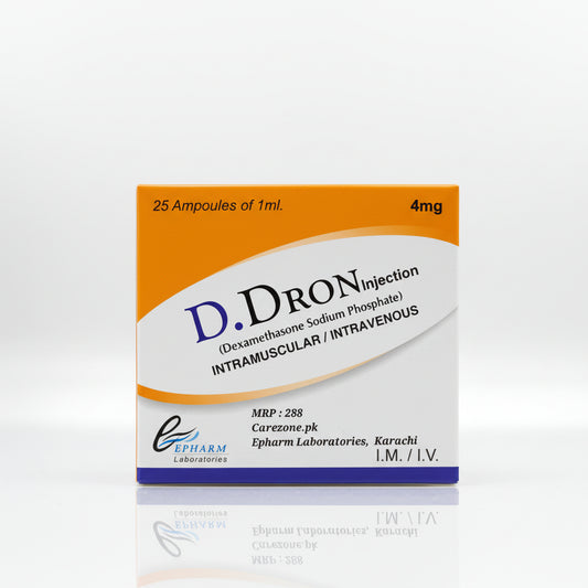 D.Dron Injection – Dexamethasone Sodium Phosphate 4mg/mL | I.M./I.V. | Pack of 25 Ampoules