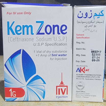 Kemzone 1g I.V injection (Ceftriaxone)