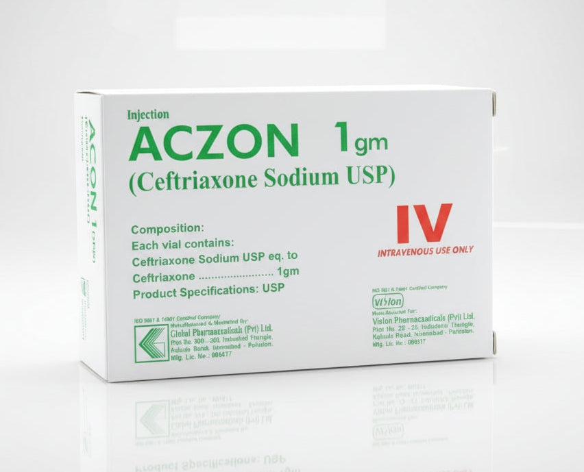 Aczone 1g Injection (Ceftriaxone sodium) I.V – Aczone 1g Injection Price in Pakistan - Rocephin/Oxidil Alternative