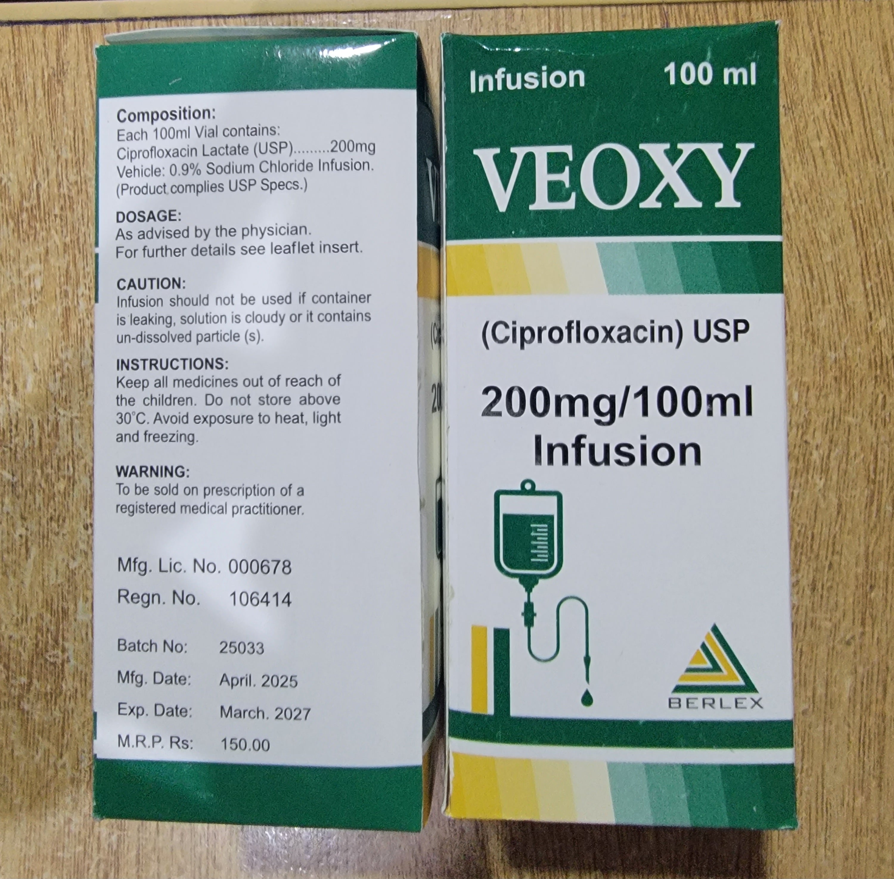 Veoxy 200mg/100ml Infusion – Ciprofloxacin IV – Broad Spectrum Antibiotic | For Severe Bacterial Infections