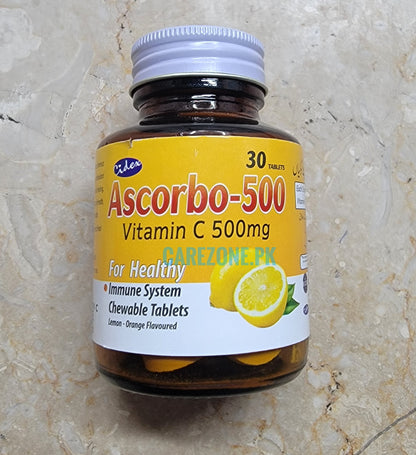 Ascorbo-500 Chewable Tablets – Vitamin C 500mg – 30 Tablets | Immune Booster | Lemon-Orange Flavored