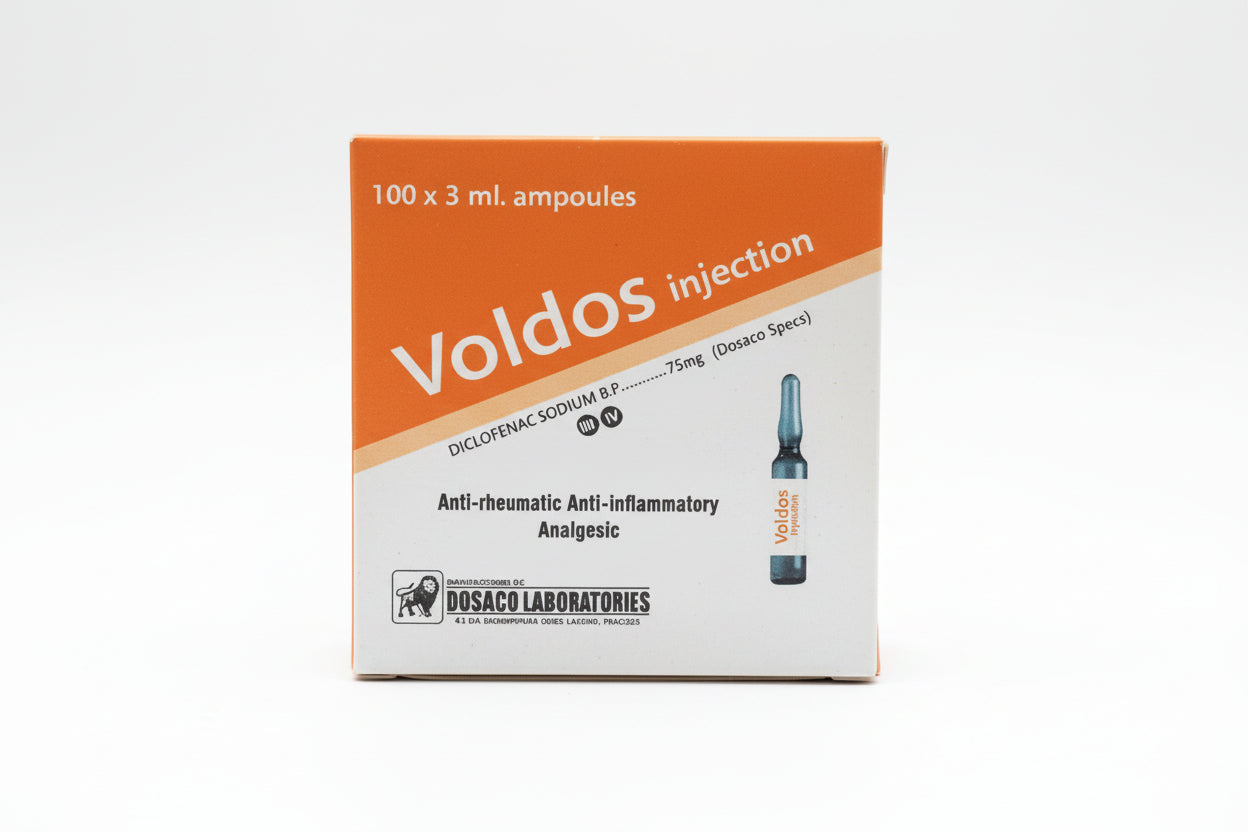 Voldos Injection 75mg/3ml – Diclofenac Sodium IM/IV Pain Relief Injection | 100 Ampoules