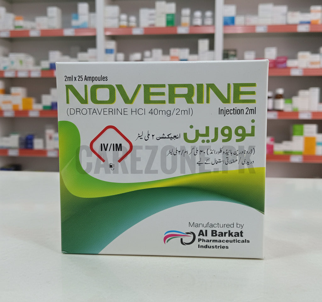 Noverine Injection 40mg/2ml (Drotaverine HCl) – 2ml x 25 Ampoules- Nospa injection