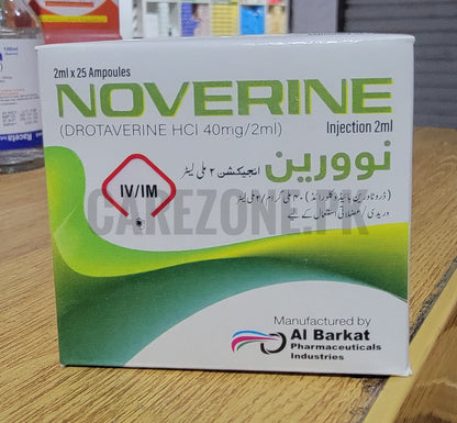 Noverine Injection 40mg/2ml (Drotaverine HCl) – 2ml x 25 Ampoules | Antispasmodic for Pain & Cramps
