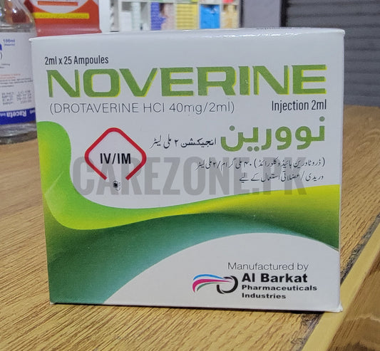 Noverine Injection 40mg/2ml (Drotaverine HCl) – 2ml x 25 Ampoules | Antispasmodic for Pain & Cramps