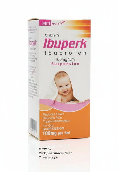 Ibuperk Ibuprofen 100mg/5ml Suspension – 60ml | Pain & Fever Relief for Children | Price in Pakistan