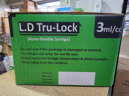 L.D Tru-lock 3ml/cc Syringe - 100 Pieces – Auto Disposable Syringe – Best Price in Pakistan