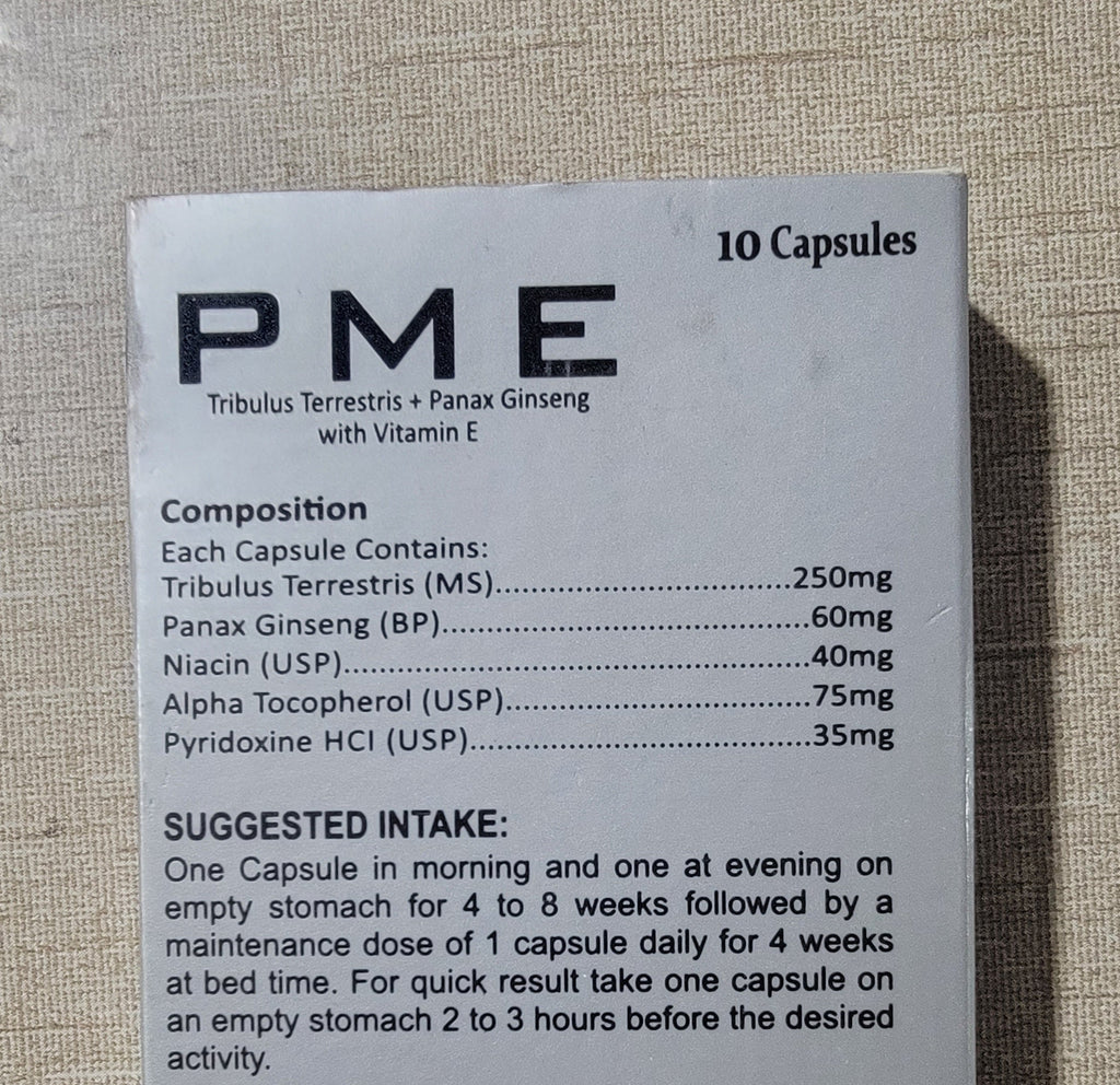 Hard-X Capsules PME – Tribulus Terrestris + Panax Ginseng + Vitamin E - 10 Capsules | For مردانہ طاقت and Energy
