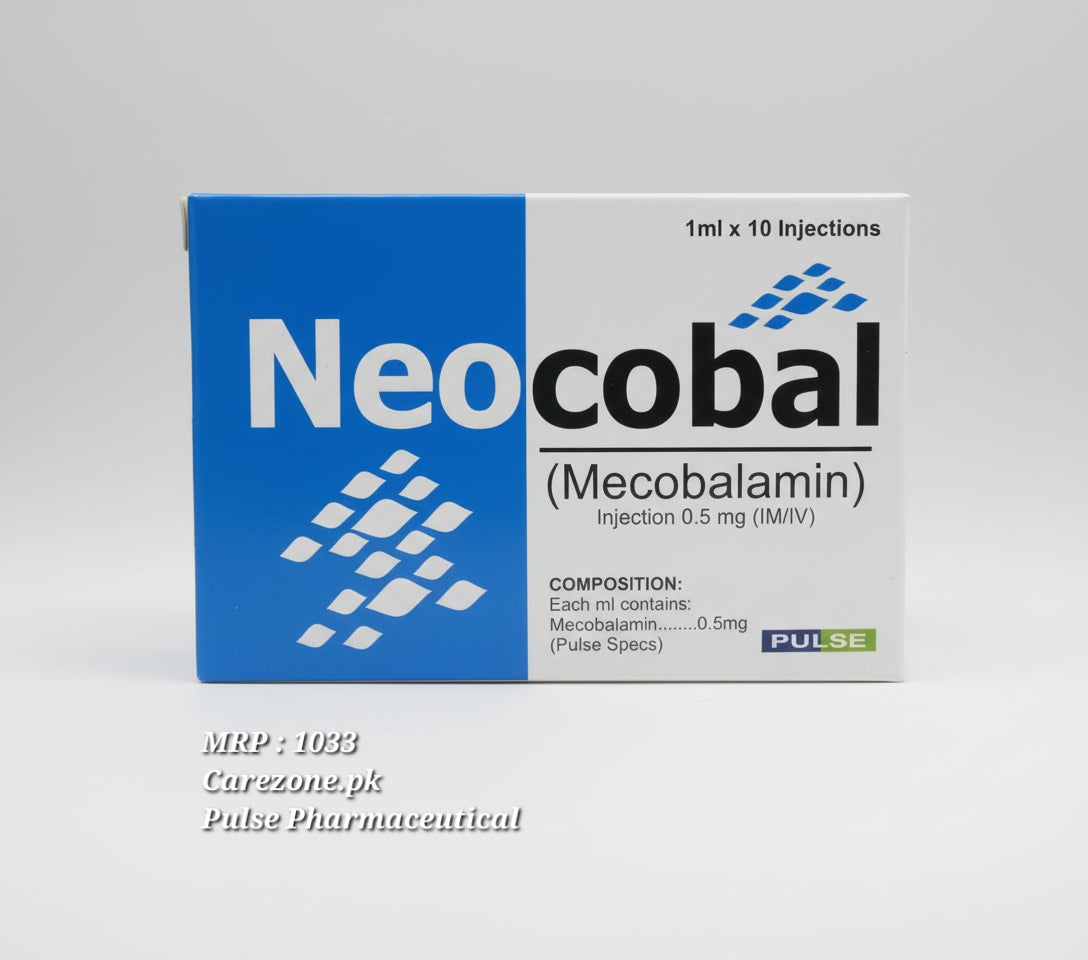Neocobal Injection 0.5mg (Mecobalamin) I.M/I.V - 10 Ampoules- Methycob Carezone.pk Neocobal Injection 0.5mg (Mecobalamin) I.M/I.V - 10 Ampoules- Methycob Carezone.pk