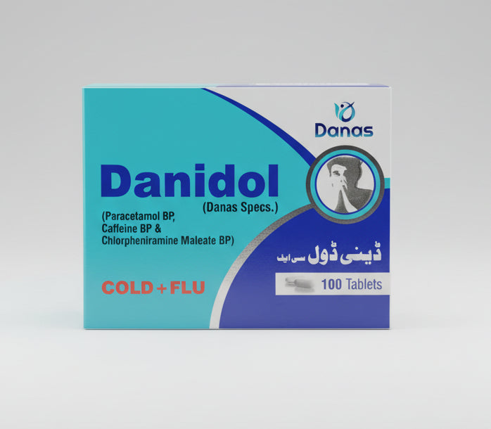 Danidol CF Tablet (Paracetamol + Caffeine + Chlorpheniramine Maleate) - 100 Tablets (Cold, Fever & Allergy Relief)
