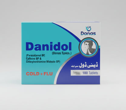 Danidol CF Tablet (Paracetamol + Caffeine + Chlorpheniramine Maleate) - 100 Tablets (Cold, Fever & Allergy Relief)