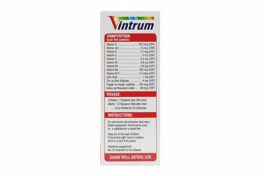 Vintrum Syrup 120ml | Multivitamin Dietary Supplement | Energy & Immunity Booster