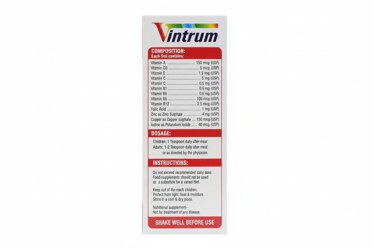 Vintrum Syrup 120ml | Multivitamin Dietary Supplement | Energy & Immunity Booster