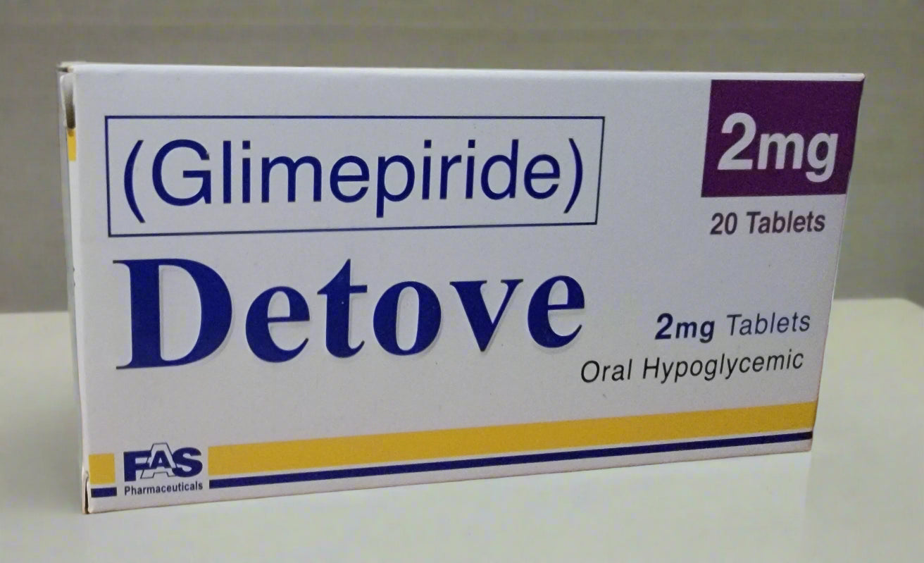 Detove 2mg Tablets (Glimepiride) – 20 Tablets | Oral Hypoglycemic for Type 2 Diabetes Control
