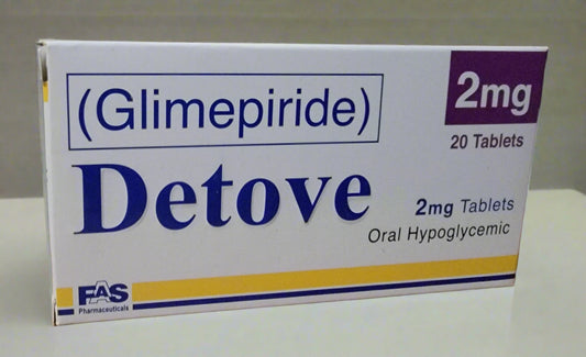 Detove 2mg Tablets (Glimepiride) – 20 Tablets | Oral Hypoglycemic for Type 2 Diabetes Control