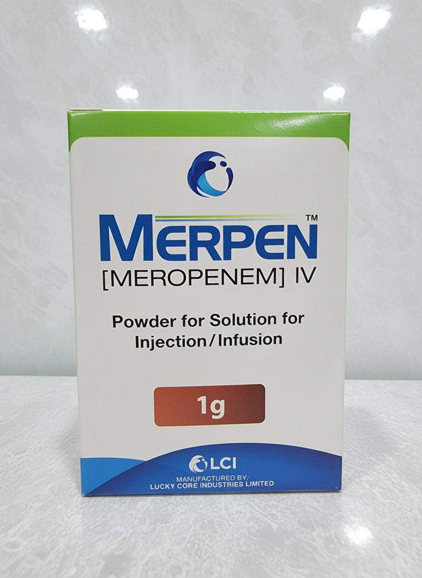 MERPEN 1g Injection (Meropenem) – IV Powder for Injection/Infusion | Broad-Spectrum Antibiotic