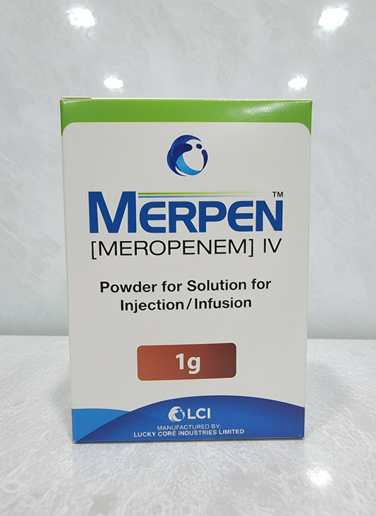 MERPEN 1g Injection (Meropenem) – IV Powder for Injection/Infusion | Broad-Spectrum Antibiotic