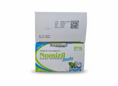 Nomizel Insta 20mg Sachet (Omeprazole + Sodium Bicarbonate) – 10 Sachets – Price in Pakistan