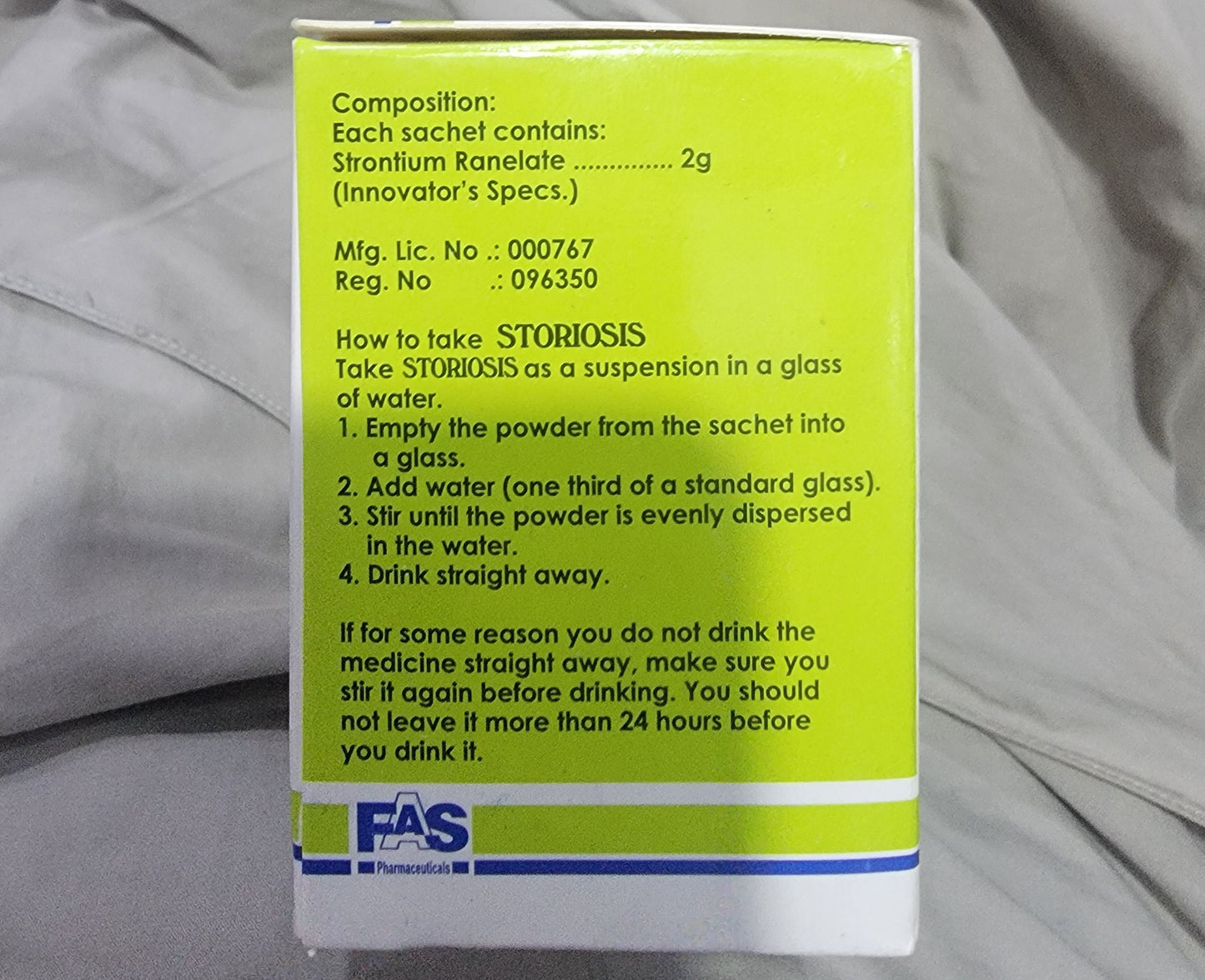 Storiosis Sachets 2g (Strontium Ranelate) – Bone Strength & Osteoporosis Treatment | 7 Sachets | Storiosis Price in Pakistan